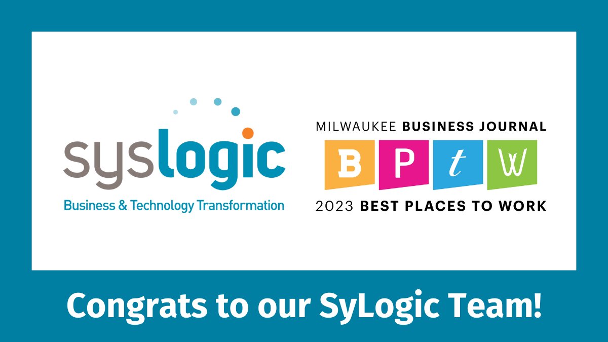 SysLogic, Inc. (@syslogicinc) on Twitter photo SysLogic is honored to be a <a href="/MKEBizJournal/">Milwaukee Business Journal</a> 2023 Best Places to Work winner! This would not have been possible without our amazing team. The hard work and dedication they put forth daily for our clients, team, and community drive our success. Thank you, SysLogic Team! #MBJBPTW SysLogic is honored to be a <a href="/MKEBizJournal/">Milwaukee Business Journal</a> 2023 Best Places to Work winner! This would not have been possible without our amazing team. The hard work and dedication they put forth daily for our clients, team, and community drive our success. Thank you, SysLogic Team! #MBJBPTW