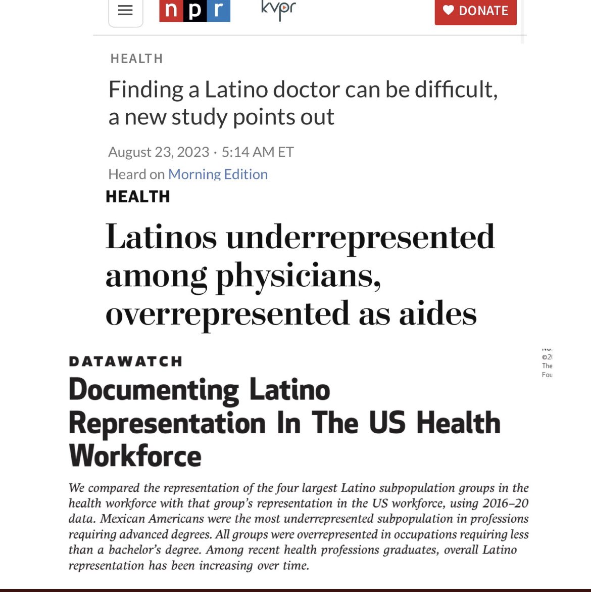 TheMillennialMD's tweet photo. Recent publication 👇showing Latinos are over represented in low-income / janitorial staff in hospitals 

Yet only 6% of US physicians are Latino 

If we are good enough to clean hospitals then we are GOOD ENOUGH to be doctors and care for patients 

#nationallatinophysicianday https://t.co/6x5gNjE5Ks