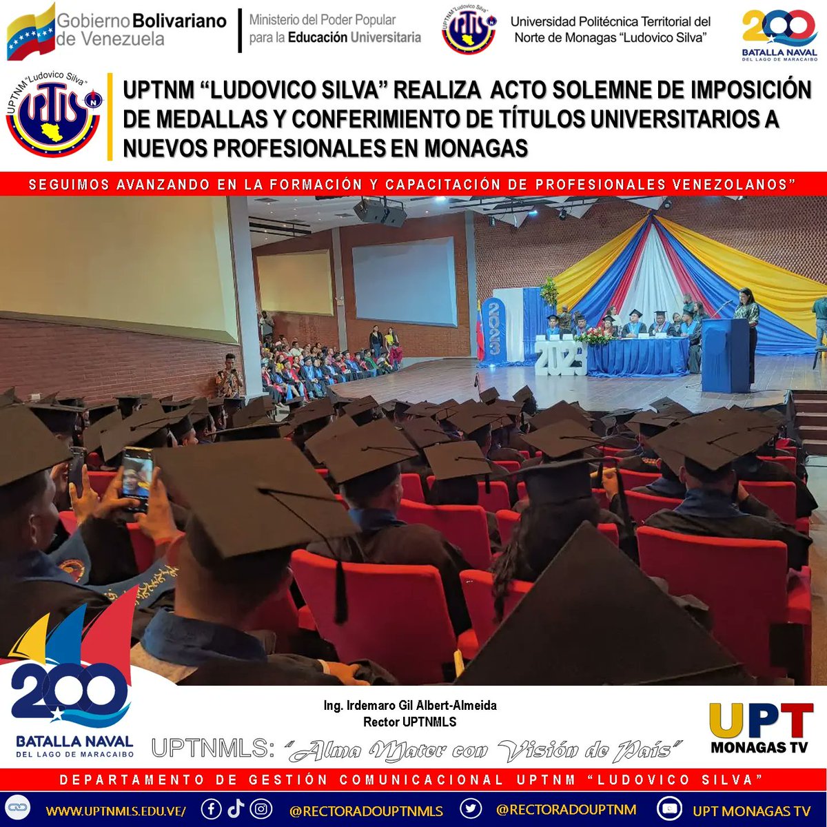 RECTORADOUPTNM's tweet photo. #24Ago| ¡𝐄𝐒𝐓𝐀𝐌𝐎𝐒 𝐌𝐔𝐘 𝐂𝐎𝐍𝐓𝐄𝐍𝐓𝐎𝐒!🎉🎓
Nuestra Alma Mater egresa nuevos profesionales para la Patria. Su dedicación y esfuerzo han dado frutos y ahora son ejemplo para todos. ¡Felicidades por este importante logro!🎉🥳🎖️
#VenezuelaEsBRICS #ActoDeGradoUPTNMLS2023 https://t.co/Cd3hpGTBBn