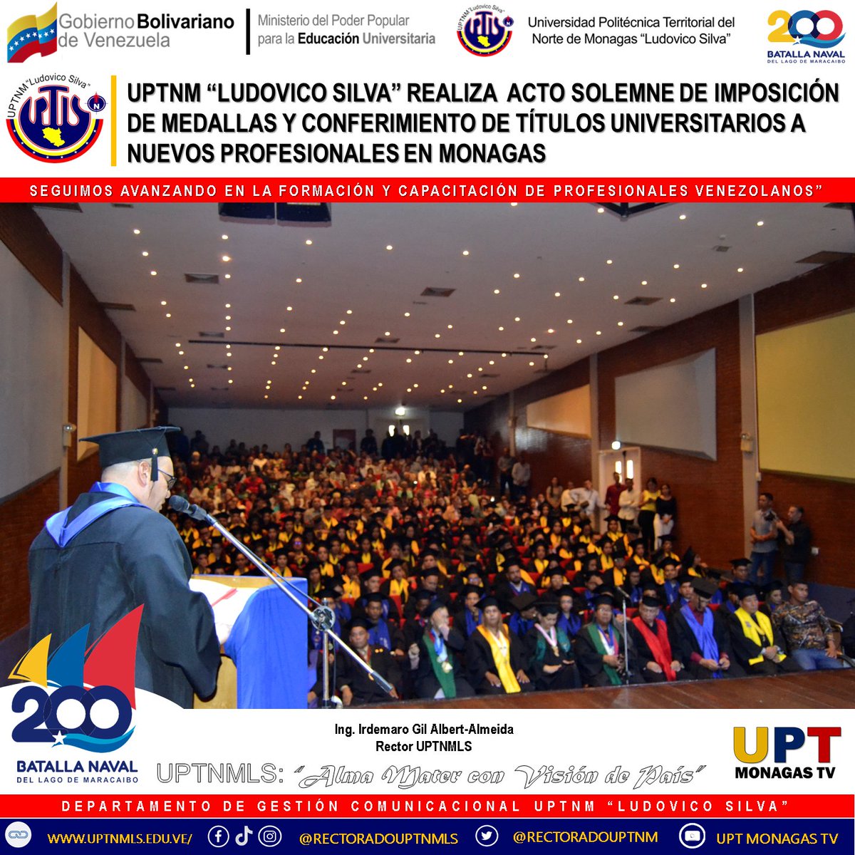 RECTORADOUPTNM's tweet photo. #24Ago| ¡𝐄𝐒𝐓𝐀𝐌𝐎𝐒 𝐌𝐔𝐘 𝐂𝐎𝐍𝐓𝐄𝐍𝐓𝐎𝐒!🎉🎓
Nuestra Alma Mater egresa nuevos profesionales para la Patria. Su dedicación y esfuerzo han dado frutos y ahora son ejemplo para todos. ¡Felicidades por este importante logro!🎉🥳🎖️
#VenezuelaEsBRICS #ActoDeGradoUPTNMLS2023 https://t.co/Cd3hpGTBBn