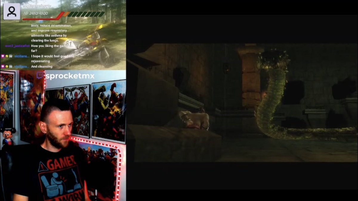 sprocketmx's tweet photo. Yup, snakes… giant snakes in todays episode! We’ve survived so far. Be sure to tune in tomorrow at 2pm central to see if we find our way through Mortal Kombat: Shaolin Monks in Season 5 Episode 5! See you there! https://t.co/q6mioktUnD