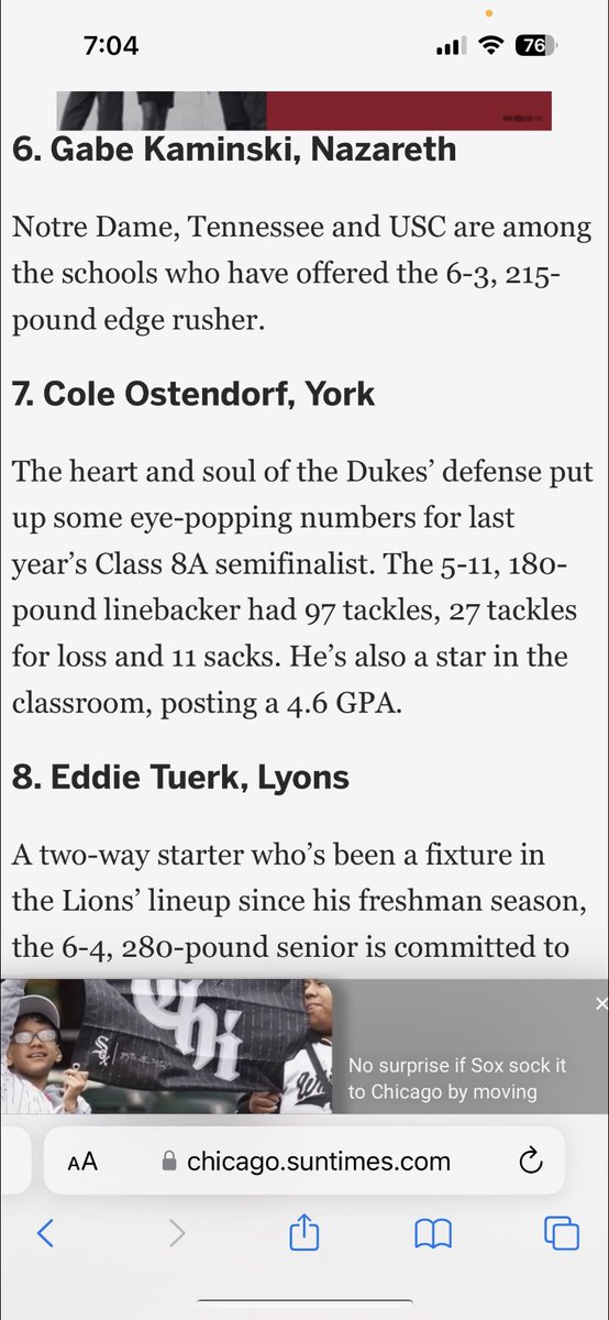 Grateful to be named the number 7 defensive player in the Chicago land area by The Chicago Sun Times @york_dukes