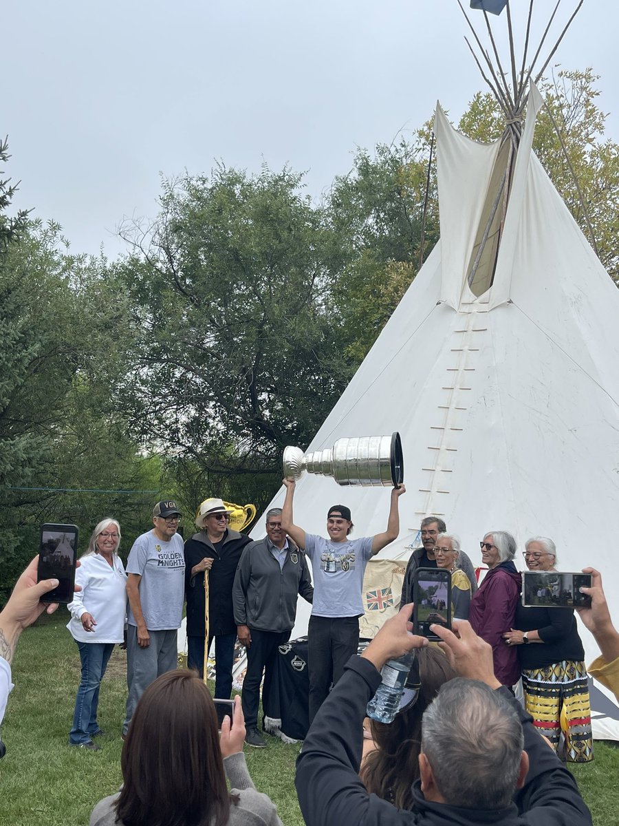 What a day it was for @ZachWhitecloud and his family. The Sioux Valley Nation was a remarkable reception. Smiles from my family. Beautiful get together at family farm. All in all just a great day. @GoldenKnights @o2ksports