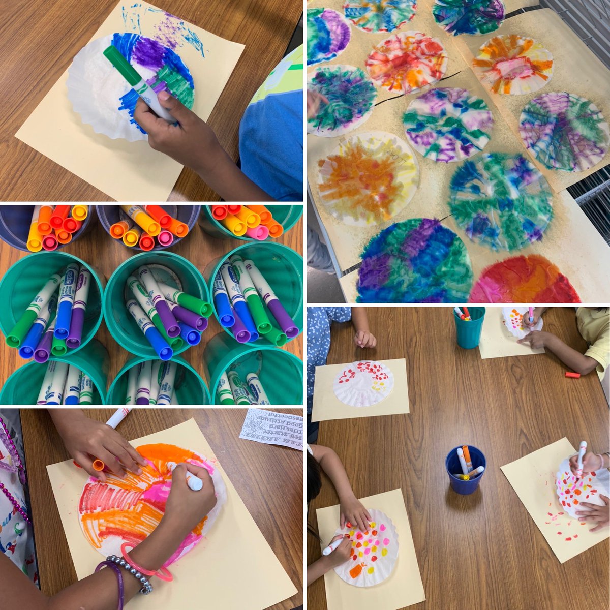 Kinder and first learned about warm and cool colors and created their own unique tie dye dot in celebration of upcoming Dot Day! #bengalpride