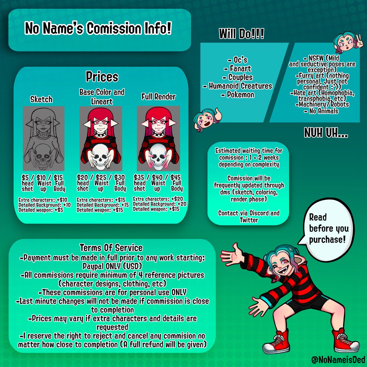 It is time…MY COMMISSIONS ARE OPEN!
This is my very first time opening commissions so please be nice :’)I’ll be taking 5 commission slots to test things out and will update here if there are any slots left. #commissionopen #commisionart #splatoon3 #art #splatoon