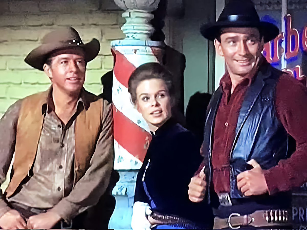 #CluGulager as #DeputyEmmettRyker with #SaraLane as #ElizabethGrainger and #JamesDrury as #TheVirginian in #TheVirginian #DailyCowboy