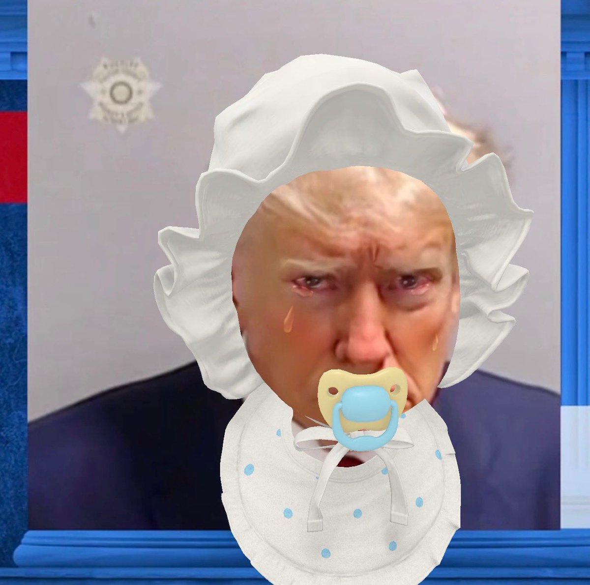 Danny__Deez's tweet photo. #TrumpMugShot #TrumpArrest 
#FultonCountyJail #georia #Trump #TrumpArraignment  #arrested #PresidentTrump #TrumpMugShotDay 

Former President Donald Trump Mugshot #MAGAtears https://t.co/AYlqsvrUON