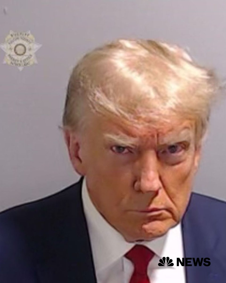 NBCPolitics's tweet photo. BREAKING: The mug shot of former President Trump has been released by the Fulton County Sheriff’s Office. https://t.co/X5aS9qOrXC https://t.co/sijrmM0YAa