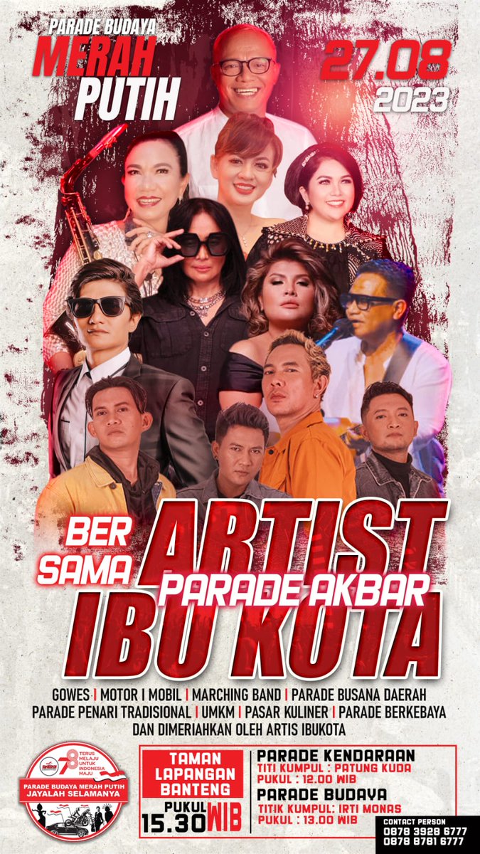 terbucinz's tweet photo. PARADE BUDAYA MERAH PUTIH ๐ฎ๐ฉ ini sebagai wujud nyata dalam mewujudkan persatuan dan kesatuan masyarakat Indonesia yang terdiri dari berbagai suku, etnis, budaya, agama dan adat istiadat.
Rangkaian Peringatan HUT Kemerdekaan RI ke-78.
#merahputih
#jayalahselamanya
#bagindas https://t.co/USaBBUbE8b
