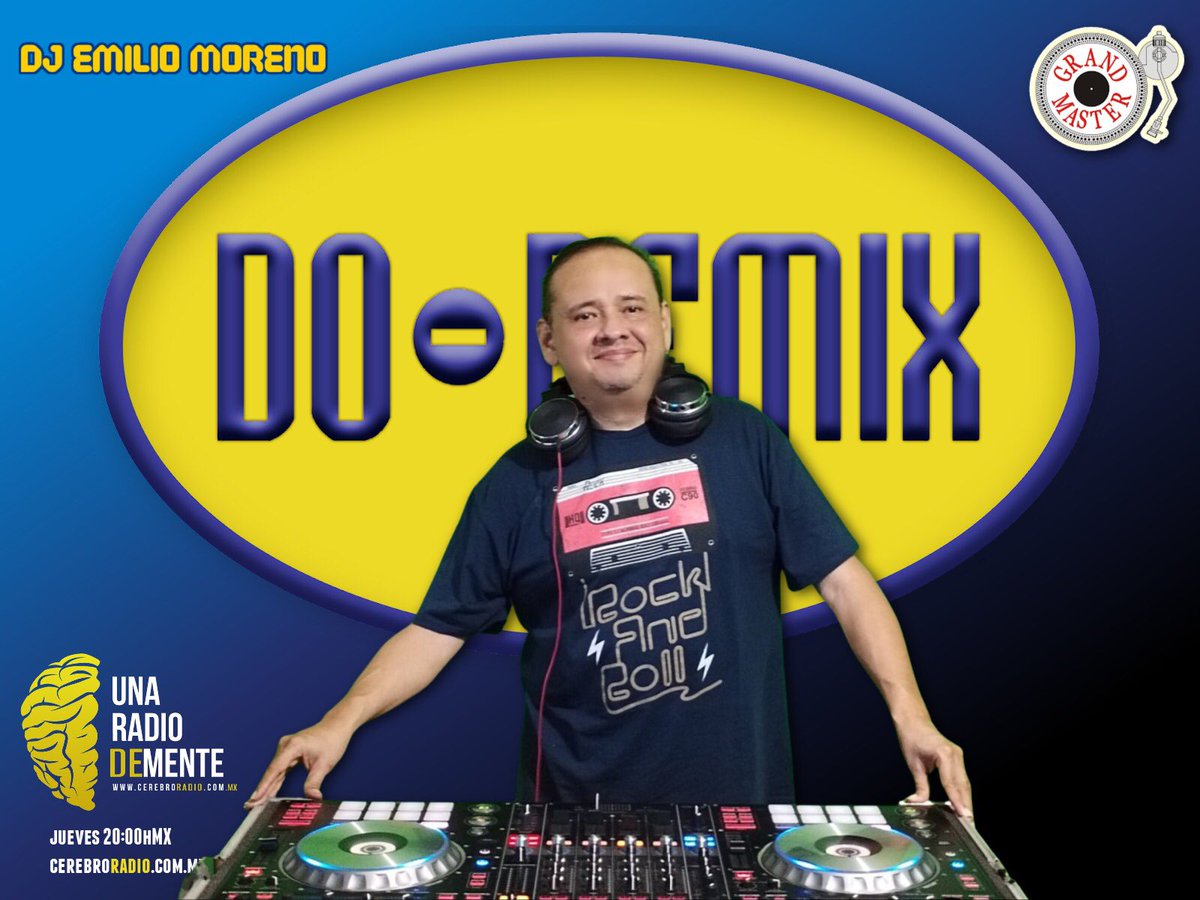 CerebroRT's tweet photo. Esta noche a las 20:00hMX 2 horas de música mezclada por @EmilioML en #Doremix a través de Cerebro Radio https://t.co/VpbSqD86TV