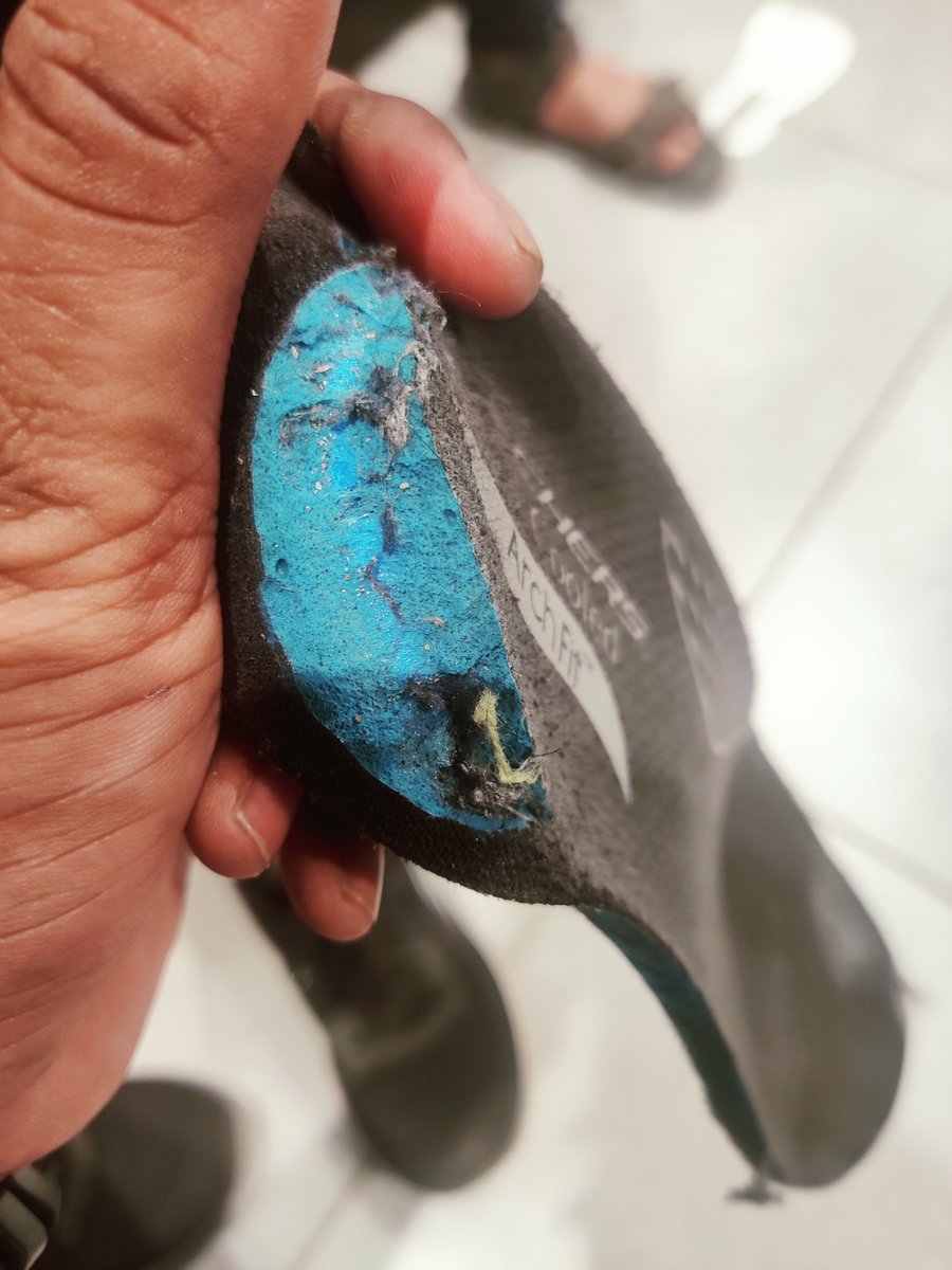 Ambad's tweet photo. @SkechersIndia 
 I have purchased shoes worth 12000 from company store 8 months back. See what happened &amp; received standard response that due to poor usage &amp; maintenance it happened. This is very unfortunate after paying such huge amount,  it gets tear off in such a short time. https://t.co/oSKNHaobm4