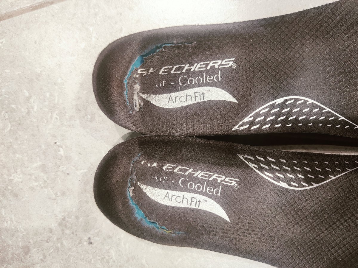 Ambad's tweet photo. @SkechersIndia 
 I have purchased shoes worth 12000 from company store 8 months back. See what happened &amp; received standard response that due to poor usage &amp; maintenance it happened. This is very unfortunate after paying such huge amount,  it gets tear off in such a short time. https://t.co/oSKNHaobm4