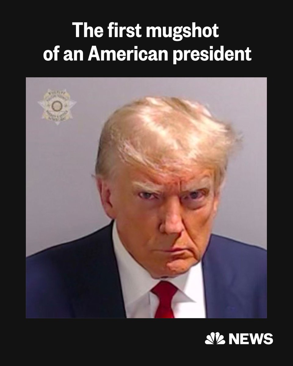 NBCNews's tweet photo. This is Trump's fourth indictment this year, but it's the first time the former president has had his mugshot taken. https://t.co/NVAWNLw3Ro https://t.co/UUmWUsquyX