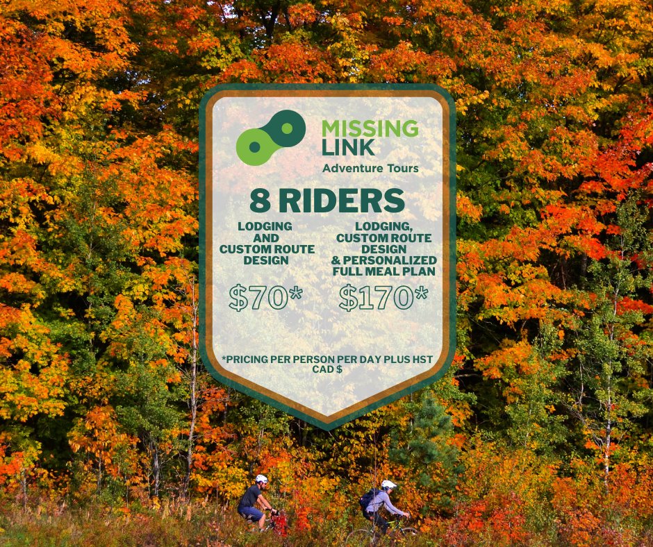 Summer riding is fun, but our hearts call for Fall. 

Group retreat packages to get your squad rolling. #algonquinprovincialpark #georgianbay
#fallcolours
#gravelroads

We got them all and they are popping!

mlat.ca