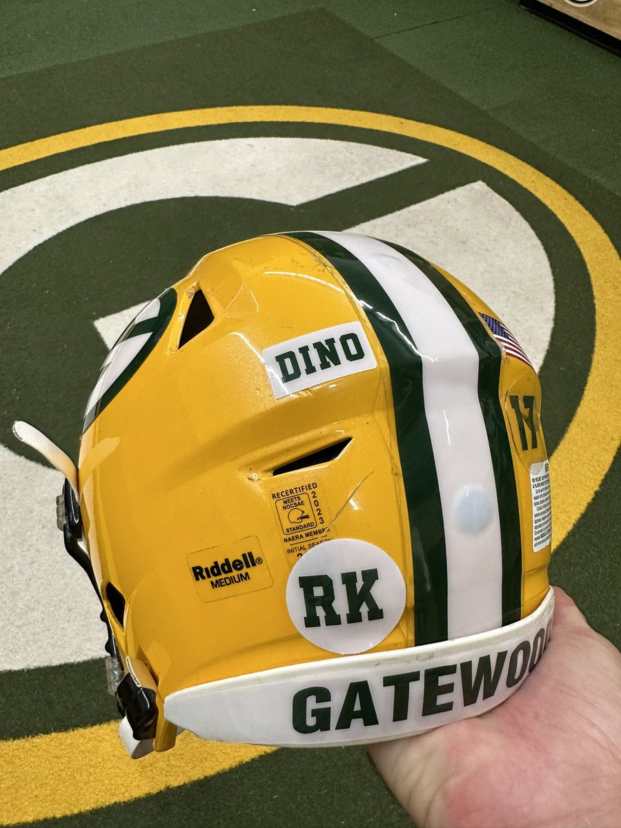 Two new decals this season: one for Coach Dino Mann and another for Mr. Ron Kauffman. Though both were taken by cancer too soon, these remarkable men were the embodiment of our program's spirit. As we play on, we carry their legacy of strength, unity, and passion. #WeAreGatewood