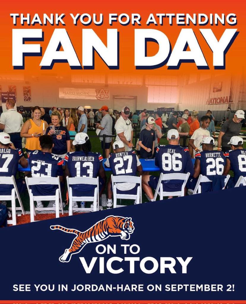Zion Puckett (@zionpuckett) on Twitter photo Thank you to everyone who attended Fan Day! We can't wait to see you in Jordan-Hare on September 2nd. Visit <a href="/ontovictorynil/">On To Victory</a> and sign up TODAY to take part in future events this fall! War Eagle! Thank you to everyone who attended Fan Day! We can't wait to see you in Jordan-Hare on September 2nd. Visit <a href="/ontovictorynil/">On To Victory</a> and sign up TODAY to take part in future events this fall! War Eagle!