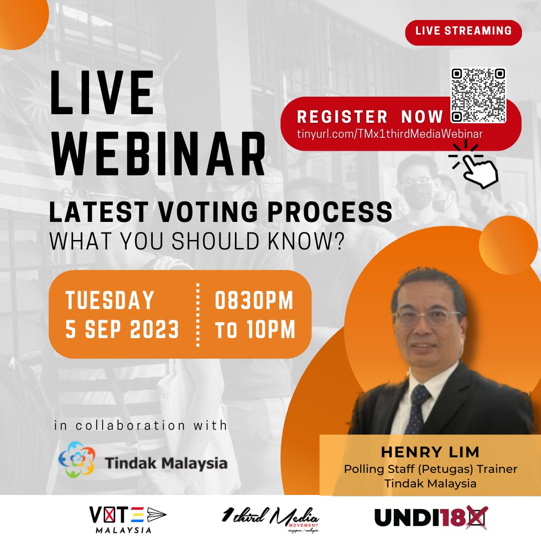 TindakV2's tweet photo. Tindak Malaysia Special Webinar on Voting Process (5/9)

Come for our webinar to listen to an educational presented by one of the Top Tindak Malaysia Petugas SPR trainer

We got three by elections coming 

Register via Google Form in the Fb link below 

https://t.co/CnLPkgqLS5 https://t.co/2q6Ohv0JJz