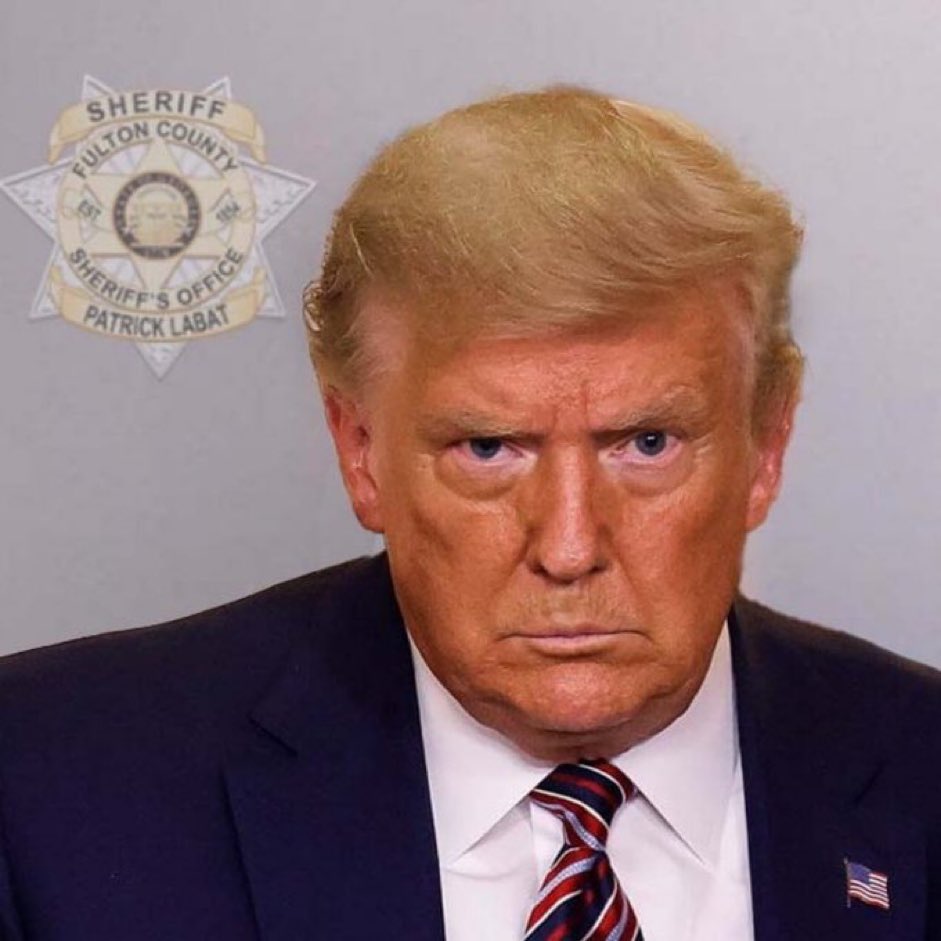 Authoritative? NOT!
Spoiled authoritarian who didn’t get his way? No Doubt.
Caricature of evil dude in any third rate movie or play? DEFINITELY!
#TrumpMugShot 
#offtojail