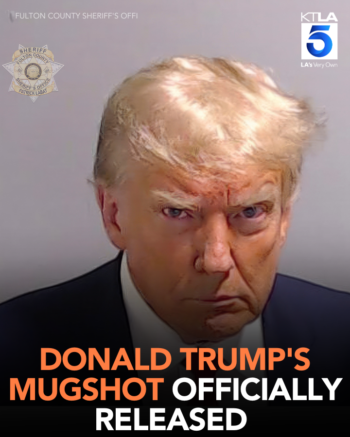 KTLA's tweet photo. Former President Trump became the first U.S. president in history, past or present, known to have his mugshot taken – a stipulation of his surrender at the Fulton County, Ga., jail Thursday evening following a fourth criminal indictment this year.
Details: https://t.co/8E7a7GLicA https://t.co/L3ubgSaO80