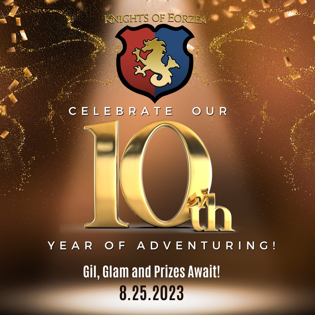MarikitTala's tweet photo. It's KOE's anniversary! 10 years of fun and adventure in Eorzea! Come join us at the Mist, Tonberry (Plot 7, 18 Ward, Mist, Limsa Lominsa) to cheer us on <3 looking forward to seeing you there! #ffxivph #ffxiv #elementalDC #tonberryserver #koetonberry #knightsofeorzea https://t.co/mPhoYUCCjz