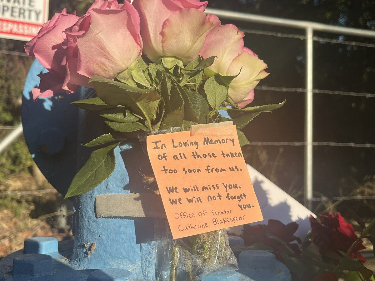 CErcoliCBS2KCAL's tweet image. A small gathering of flowers has started at the intersection down the street from last night’s shooting at #CooksCorner @kcalnews @KCBSKCALDesk