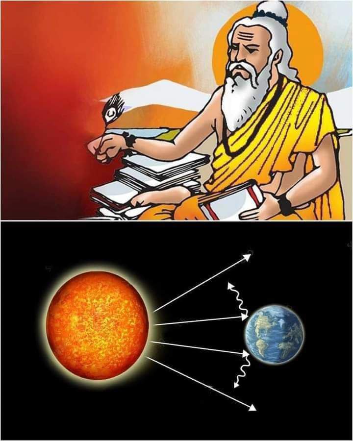 TheBahubali_IND's tweet photo. बचपन से ही हमें स्कूलों में पढ़ाया गया है कि प्रकाश की गति खोज...... डेनमार्क के खगोलविद ओले क्रिस्टेंसेन रोमर ने की थी.

साथ ही कहा जाता है कि... रोमर से पहले गैलीलियो और न्यूटन जैसे महान वैज्ञानिकों ने काफी प्रयास के बाद भी प्रकाश के वेग को नहीं जान पाए थे

हालांकि, गैलीलियो इतना तो समझ गए थे कि ब्रह्मांड में प्रकाश की गति सबसे तेज है लेकिन वे ये कभी नहीं जान पाए कि वास्तव में प्रकाश की गति है कितनी ???

अंततः.... रोमर ने पहली बार 1676 में प्रकाश का वेग निर्धारित किया था.

जबकि, वास्तविकता काफी चौंकाने वाली है.

क्योंकि, आधुनिक समय में महर्षि सायण, जो वेदों के महान भाष्यकार थे , ने 14वीं सदी में प्रकाश की गति की गणना कर डाली थी... 
जिसका आधार ऋग्वेद के प्रथम मंडल के 50 वें सूक्त का चौथा श्लोक था.

असल में ऋग्वेद के प्रथम मंडल के 50 वें सूक्त का चौथा श्लोक कहता है....

तरणिर्विश्वदर्शतो ज��योतिष्कृदसि सूर्य ।
विश्वमा भासि रोचनम् ॥
-ऋग्वेद 1. 50 .4

अर्थात... हे सूर्य...
तुम तीव्रगामी एवं सर्वसुन्दर तथा प्रकाश के दाता और जगत् को प्रकाशित करने वाले हो.

उपरोक्त श्लोक पर टिप्पणी करते हुए महर्षि सायण ने निम्न श्लोक प्रस्तुत किया था...

तथा च स्मर्यते योजनानां सहस्त्रं द्वे द्वे शते द्वे च योजने एकेन निमिषार्धेन क्रममाण नमोऽस्तुते॥ 
-सायण ऋग्वेद भाष्य 1. 50 .4

अर्थात, आधे निमेष में 2202 योजन का मार्गक्रमण करने वाले प्रकाश तुम्हें नमस्कार है.

इस उपरोक्त श्लोक से हमें प्रकाश के आधे निमिष में 2202 योजन चलने का पता चलता है.

अब हम समय की ईकाई निमिष तथा दूरी की ईकाई योजन को आधुनिक वर्तमान इकाईयों में परिवर्तित कर सकते है.

किन्तु, उससे पूर्व हम प्राचीन समय तथा दूरी की इन इकाईयों के मान को जान लेते हैं.

इस बारे में हमारी मनुस्मृति कहती है...

निमेषे दश चाष्टौ च काष्ठा त्रिंशत्तु ताः कलाः |
त्रिंशत्कला मुहूर्तः स्यात् अहोरात्रं तु तावतः || ........मनुस्मृति 1-64

इस तरह मनुस्मृति 1-64 के अनुसार
पलक झपकने के समय को 1 निमिष कहा जाता है !
18 निमीष = 1 काष्ठ; 
30 काष्ठ = 1 कला; 
30 कला = 1 मुहूर्त; 
30 मुहूर्त = 1 दिन व् रात (लगभग 24 घंटे )

अतः एक दिन (24 घंटे) में निमिष हुए :
24 घंटे = 30x30x30x18= 4,86,000 निमिष

जबकि, आधुनिक गिनती की इकाई के हिसाब से 24 घंटे में सेकेंड हुए ...
24x60x60 = 86,400 सेकंड

इस तरह....

86,400 सेकंड =4,86,000 निमिष

अतः 1 सेकंड में निमिष हुए :

1 निमिष = 86400 /486000 = 0.17778 सेकंड 

अंततः.... 1/2 निमिष = 0.17778/2 = 0.08889 सेकंड

��सी तरह अगर हम योजन की बात करें तो....
श्री मद्भागवतम 3.30.24, 5.1.33, 5.20.43 आदि के अनुसार 

1 योजन = 8 मील लगभग 

तो, 2202 योजन = 8 x 2202 = 17,616 मील

अब हम अपने ऋग्वेद में उल्लेखित प्रकाश की गति को यदि आधुनिक गणना पद्धति में बिठाते हैं तो... हम पाते हैं कि....

सूर्य प्रकाश 1/2 (आधे) निमिष में 2202 योजन चलता है.... अर्थात, 
0.08889 सेकंड में 17, 616 मील चलता है.

अर्थात, 0.08889 सेकंड में प्रकाश की गति = 17,616 मील

तो, 1 सेकेंड में = 17,616 / 0.08889 = 1,98,177 मील (3,18,934.966 कि��ोमीटर)  लगभग

तथा, हैरानी की बात है कि आज की आधुनिकतम विज्ञान भी प्रकाश गति को....  1,86,000 मील (3,18,934.966 किलोमीटर) प्रति सेकंड ही बताती है.

कहने का मतलब है कि.... खगोल विज्ञान के जिस ज्ञान को आधुनिकतम विज्ञान ने 1676 में खोजा और बताया ...
वो ज्ञान तो हमारे ऋग्वेद में हजारों लाखों साल पहले से ही उल्लेखित है.

इसका मतलब हुआ कि.... जिस समय ये पश्चिमी सभ्यता के लोग जंगलों में नंग धड़ंग रहते थे.... 
और, चूहे बिल्ली आदि मार ��र खाया करते थे....

उस समय हमारे विद्वान ऋषि-मुनि खगोलशास्त्र और विज्ञान में अंतरिक्ष की गहराइयाँ एवं प्रकाश की गति नाप रहे थे...!

क्योंकि, हमें ये नहीं भूलना चाहिए कि ऋग्वेद को निर्विवाद रूप से मानव सभ्यता का सबसे प्राचीन ग्रंथ माना जाता है

तो, हमारी ऐसी अनमोल उपलब्धियों के कारण हमें अपने धर्मग्रंथों तथा अपने सनातन धर्म पर आखिर क्यों गर्व नहीं होना चाहिए ????

जय श्रीराम 🚩🙏💐❣️😊
#सनातन_धर्म_ह���_सर्वश्र��ष्ठ_है 
#जय_सनातन
