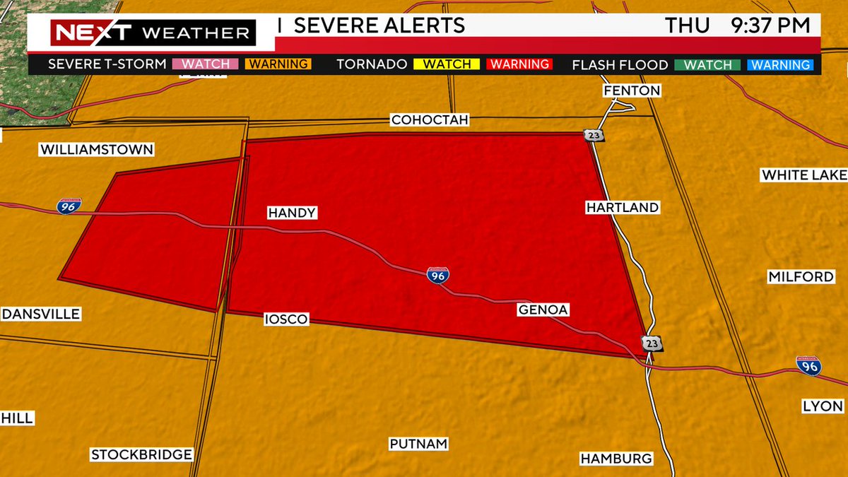 A Tornado Warning is in effect for the highlighted counties until 8/24 10:15PM. Take Shelter Now if in the highlighted area. #severeweather #NEXTWxDetroit
