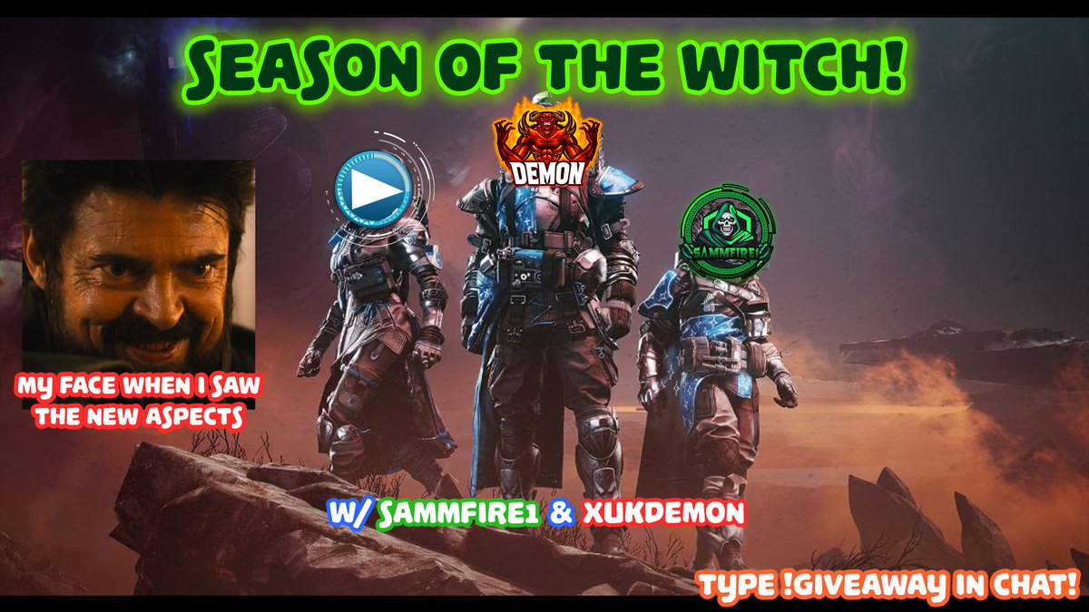 playmak3rx's tweet photo. Season of the Witch is actually pretty hype right?!
Me and the Boys are goofin' around some more tonight so come say hi! We don't bite (actually they might lmao)

https://t.co/IMlqA8TJAb

#Destiny2 #streamers #twitchstreamer #goofy #funny #theboys #songrequests https://t.co/gClxPSHDsJ