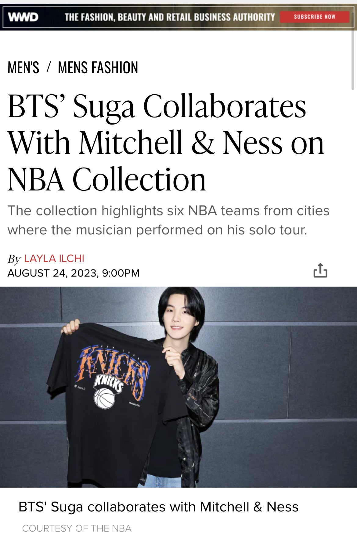 NBA Ambassador and BTS star SUGA collaborates with Mitchell & Ness