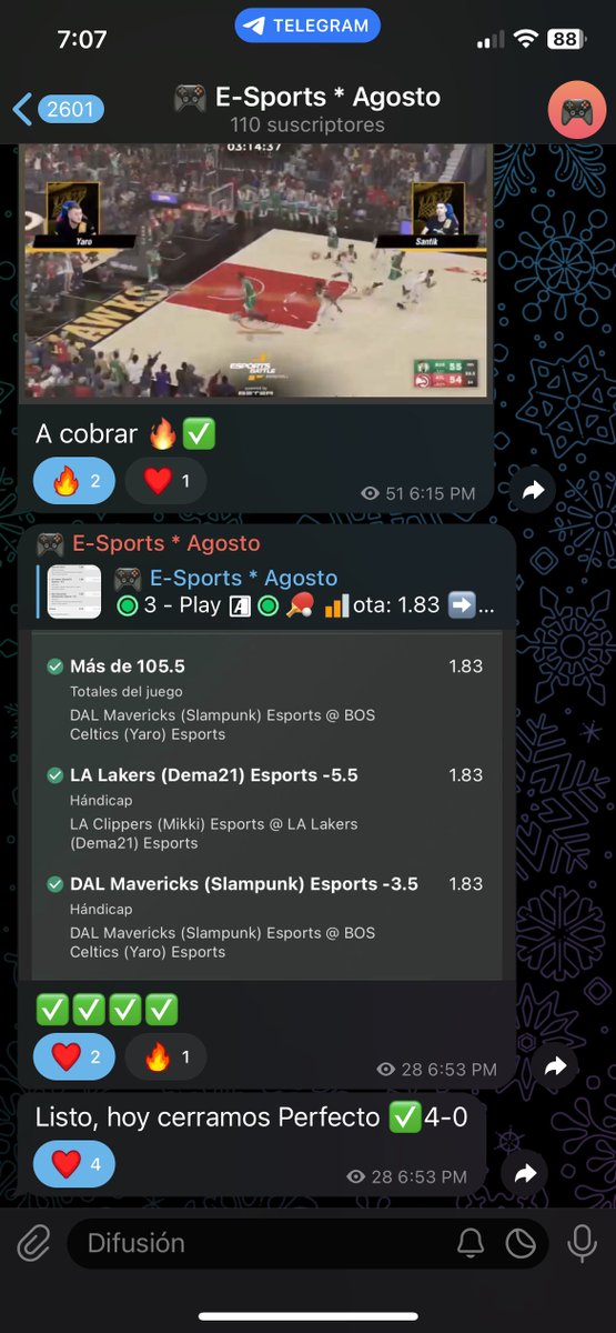 🌟✅hoy fue día ULTRA VERDE en todos los servicios 

✅6-2 al Premium 

✅ 4-0 Al eSports Premium

✅ 4-0 al Free

Aquí se publica SIEMPRE y hoy ganamos demasiado 🔥 

T.me/fr0stxr

ÚNETE YAYAYA 👆 VAMOS POR FREE PICKS 🥰