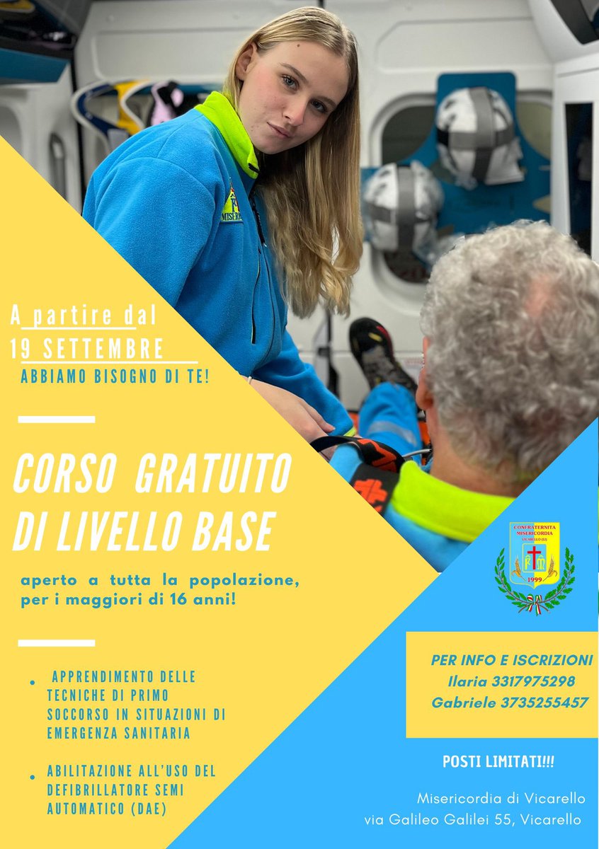 MisVic1999's tweet photo. Con l'arrivo di Settembre ripartiamo per fare la differenza insieme!
Vi aspettiamo il 19 settembre alle 21.00 in Via Galilei 55/57. Il corso รจ gratuito e rivolto a tutta la cittadinanza.
Unisciti alla nostra famiglia #giallociano, diventando un volontario per il tuo paese.
๐๐ https://t.co/y4e74r0BSU