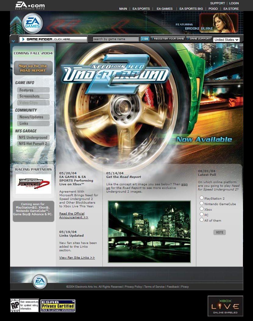 Need for Speed Underground 2 website in 2004

#WebDesignHistory