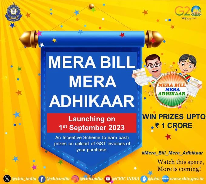 finposttweets's tweet photo. Government of India is launching an Invoice incentive Scheme by name
#Mera_Bill_Mera_Adhikaar to encourage the culture of customers asking for bills for all purchases.
@cbic 

#India #tax #Finance #government https://t.co/Ou7ria4HgL