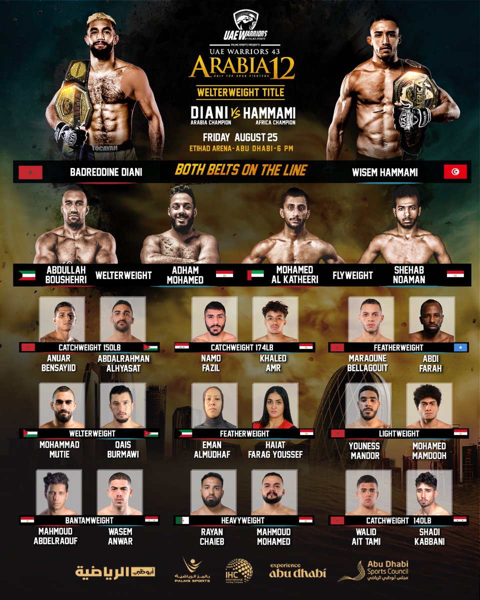 It's fight night! 💥 Today, sparks will fly and the UAE Warriors  lightweight champion will crowned at UAE Warriors 45. Join us live at Al…