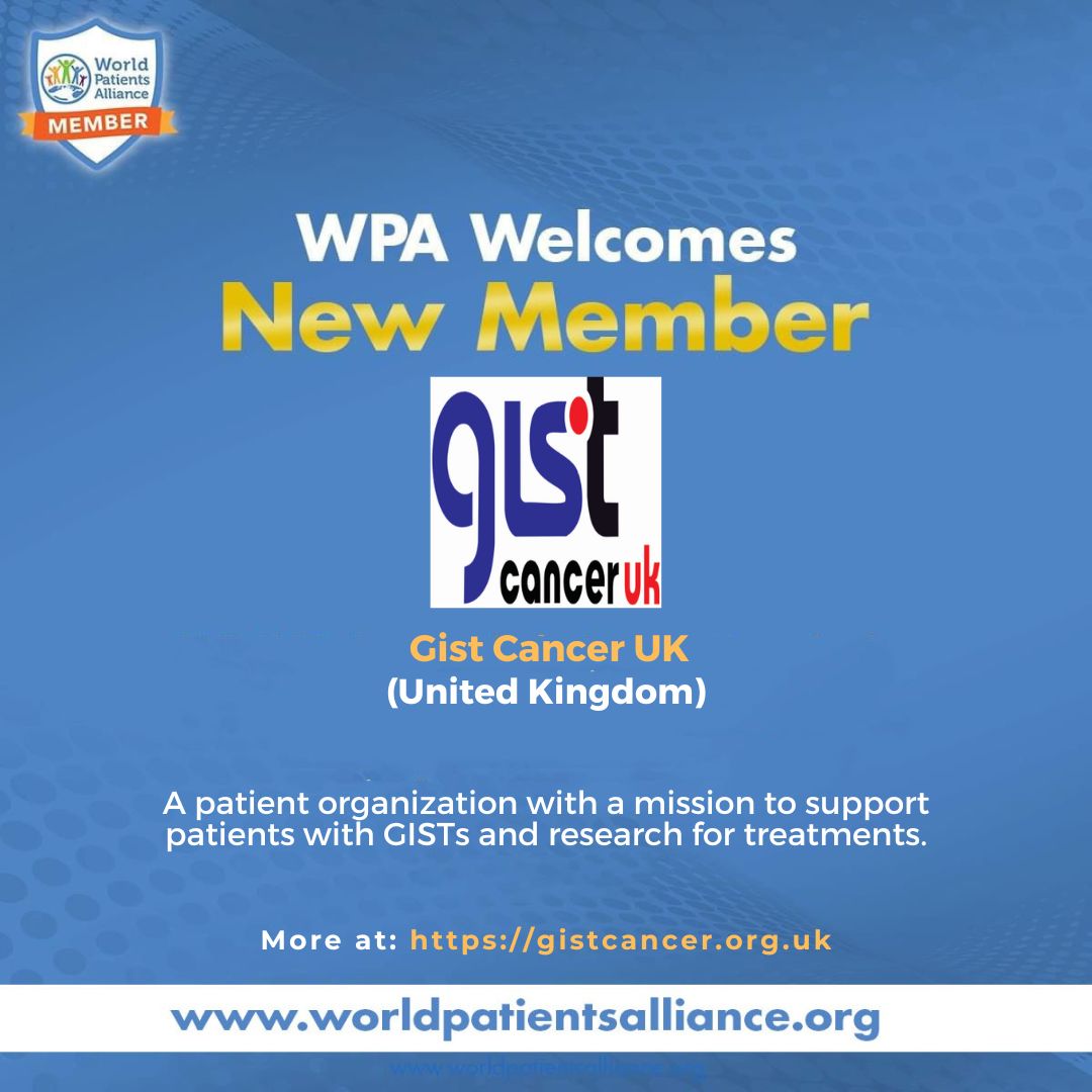 World Patients Alliance (@worldpatients) on Twitter photo WPA welcomes its new member <a href="/GISTCancerUK/">GIST Cancer UK</a> a patient organization with a mission to support patients living with GIST cancer, provide information, fund research and raise awareness of GIST Cancer.
For more info: gistcancer.org.uk
#worldpatientsalliance WPA welcomes its new member <a href="/GISTCancerUK/">GIST Cancer UK</a> a patient organization with a mission to support patients living with GIST cancer, provide information, fund research and raise awareness of GIST Cancer.
For more info: gistcancer.org.uk
#worldpatientsalliance