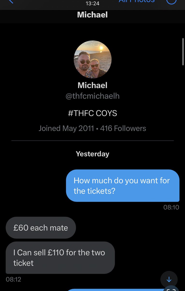 EtonSpurs's tweet image. Hey everyone, be warned there is a scammer on twitter who pretends to have two spurs tickets for sale for the Sheff Unt game, his details are below. I stupidly fell for and now he has taken my £110 and had blocked me. Please re-tweet this so others are aware. #thfc