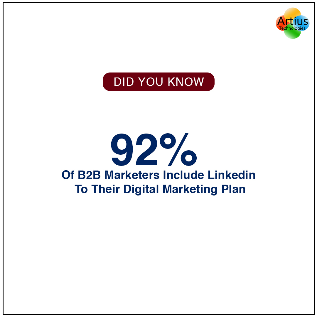 artius_tech's tweet image. 92% Of B2B Marketers Include Linkedin
To Their Digital Marketing Plan
#DigitalMarketing #artiustechnologies #webdeveloper #Marketing #onlinemarketing #seo #seomarketing