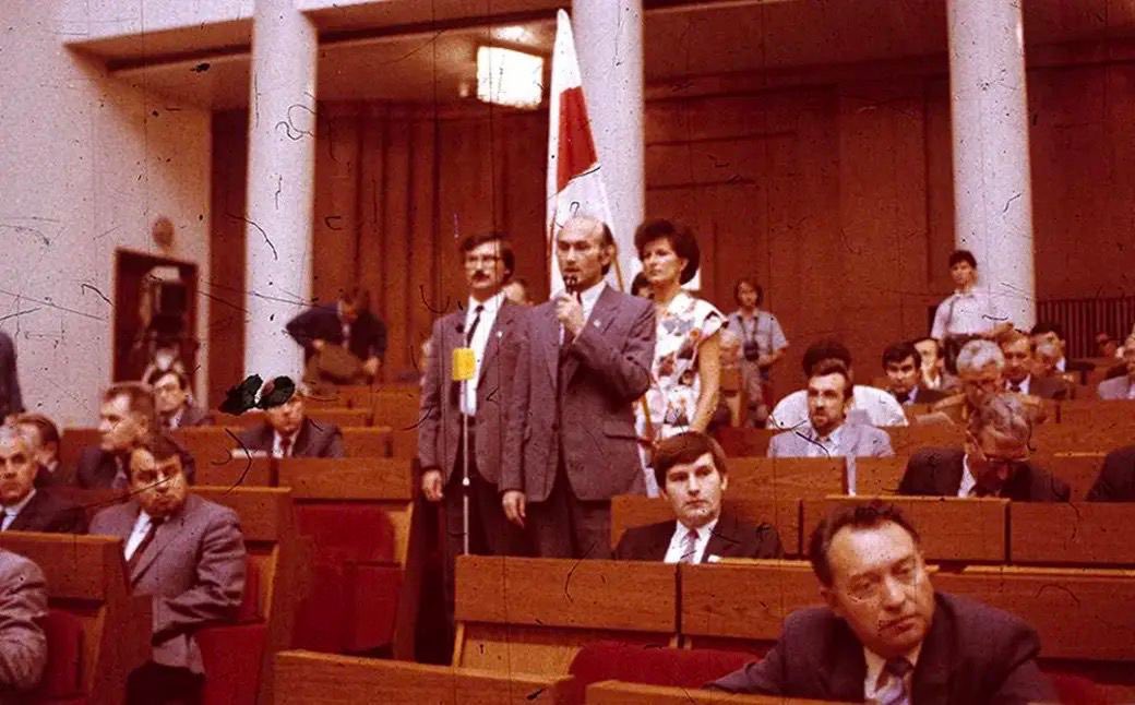 Tsihanouskaya's tweet photo. Exactly 32 years ago, only one day after Ukraine, Belarus restored its independence. A monumental day that symbolizes our enduring spirit &amp; aspiration for freedom. Now, we find ourselves fighting for independence once more. We proudly defend our right to exist as a free nation. https://t.co/mn4zPp07bw