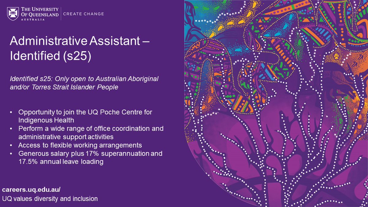 VACANCY - Administrative Assistant – Identified (s25) - Join our team supporting administrative activities in our very busy office! Full time, fixed term, applications close Sun 10 Sep 🗓️more info here: shorturl.at/adePQ #IndigenousHealth #jobseeker