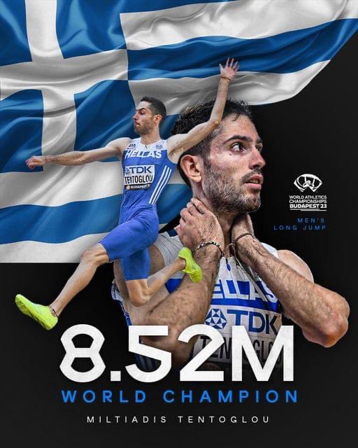 nvobiraki's tweet photo. Ένα άλμα στην περηφάνεια μας που τόσο πολύ την έχουμε ανάγκη! Ένα χρυσό μετάλλιο από έναν υποδειγματικό αθλητή και έναν υπέροχο, σεμνό άνθρωπο. 
Συγχαρητήρια, Miltos Tentóglou, φώτισες ένα πραγματικά γκρίζο τοπίο και μας έκανες τόσο χαρούμενους! #Τεντογλου #Budapest2023 https://t.co/UqbSAZqQIZ
