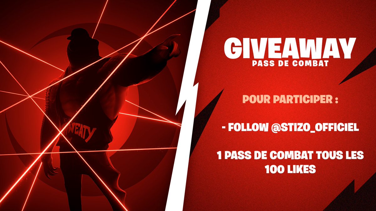 PASS DE COMBAT SAISON 4 🎁

Pour participer :

- follow <a href="/Stizo_officiel/">GW Stizo 🌪️</a> ✅
- 100 likes = pass de combat en plus ✅

Rien de plus simple donc à vous de participer et tirage dans 1 semaine 🍀