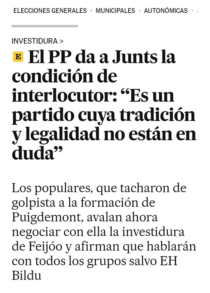 Leo este tipo de comentarios y me quedo Estupefacto y Perplejo !!! 

Antes Golpista y ahora negociar la investidura. ASOMBROSO !!!

Que es lo que me faltará escuchar.

En Fin...