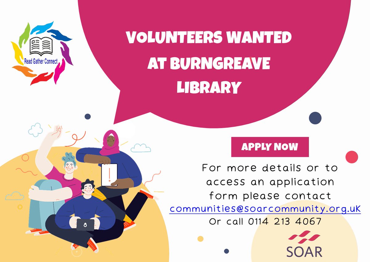 We are looking for people who can give time towards a variety of opportunities within Burngreave Library 📚

It is more than just books! We also run activities for children, adults and the community.

Get in touch if you're interested 👇