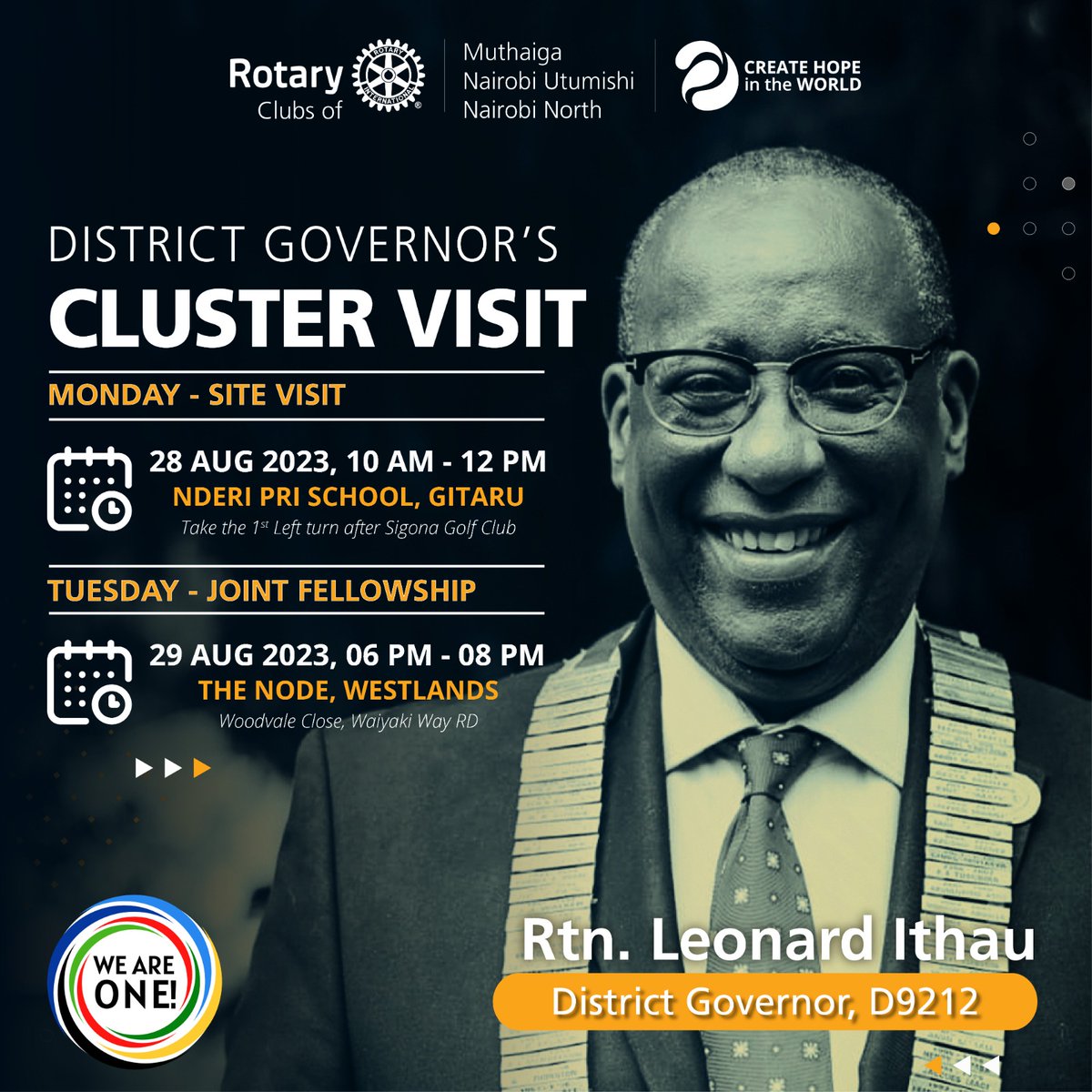 Rotary Muthaiga (@rcmuthaiga) on Twitter photo How can you not be excited! <a href="/d9212_/">Rotary District 9212</a> Governor <a href="/LeoIthau/">Leonard Ithau</a> will visit our Nderi project on Monday 28th August 2023. Followed by a joint fellowship on Tuesday 29th August 2023 with the good people of Rotary club of Utumishi and Rotary club of Nairobi North at The Node. How can you not be excited! <a href="/d9212_/">Rotary District 9212</a> Governor <a href="/LeoIthau/">Leonard Ithau</a> will visit our Nderi project on Monday 28th August 2023. Followed by a joint fellowship on Tuesday 29th August 2023 with the good people of Rotary club of Utumishi and Rotary club of Nairobi North at The Node.