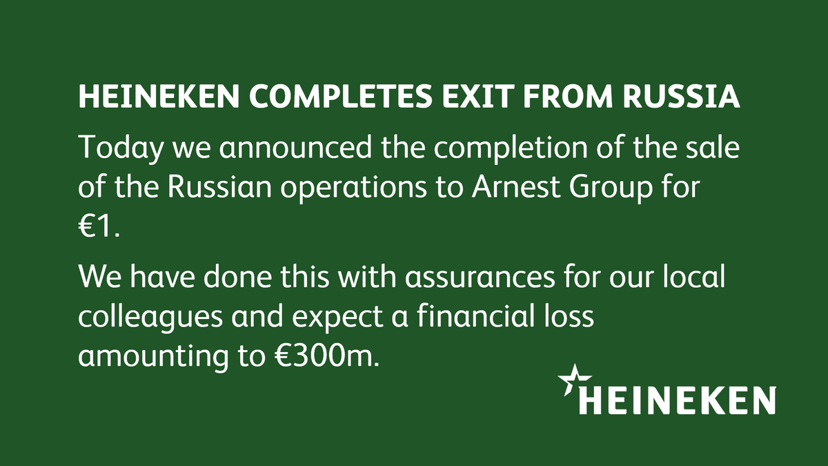 An announcement on our business in Russia. Read the full press release here: theheinekencompany.com/newsroom/heine…