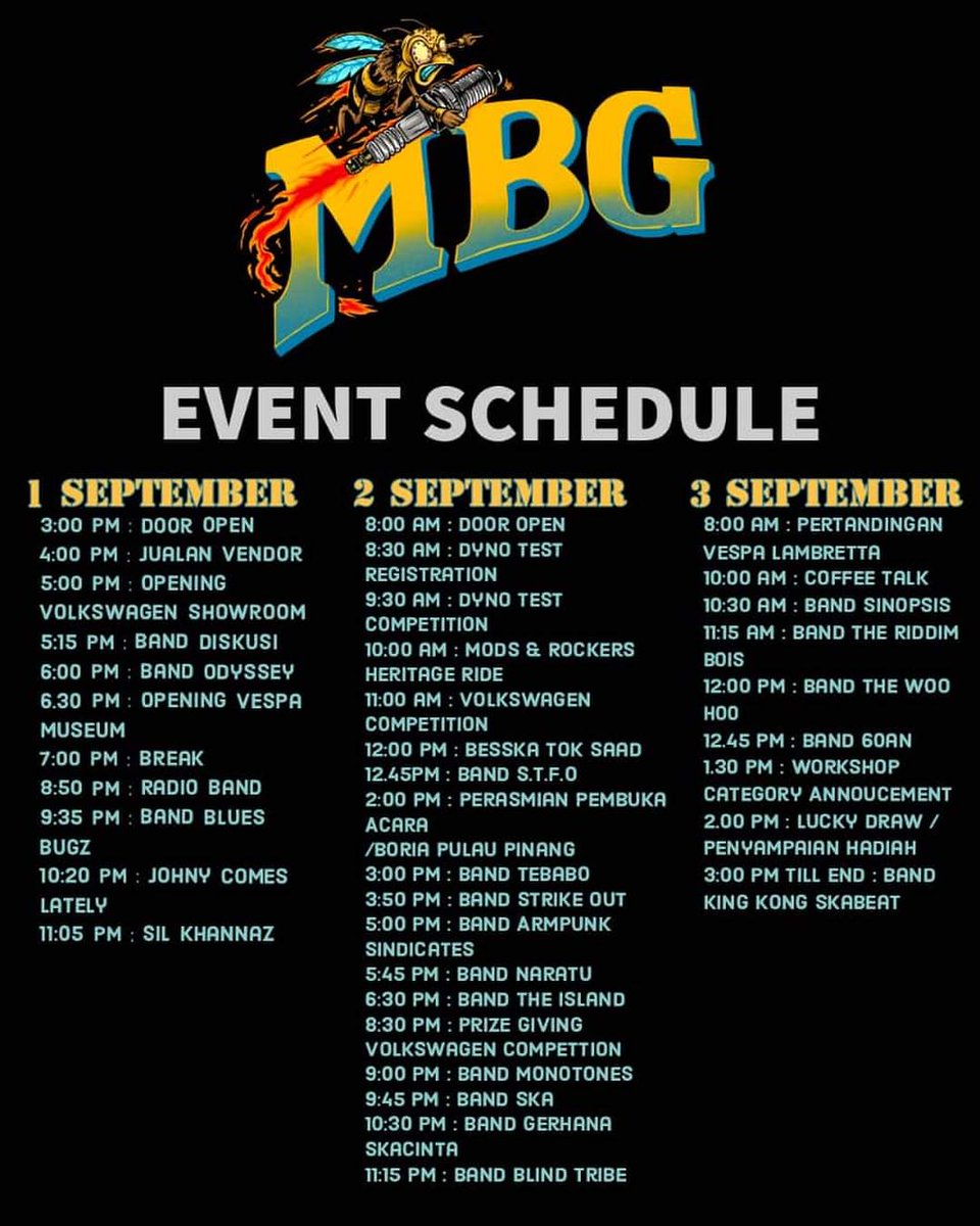 ARMPUNKSNDCTE's tweet photo. Penang Attack !
2 Sept 2023.
MBG Music Fest🏁🏴‍☠️
Tiket cuma RM20 utk 3 ari
@motorburukgarage

Be there Sindicate Subahat Penang!
Kita poco poco bersama!!
#armpunksindicate #sindicatesubahat #penang https://t.co/1jxY0QBVaC