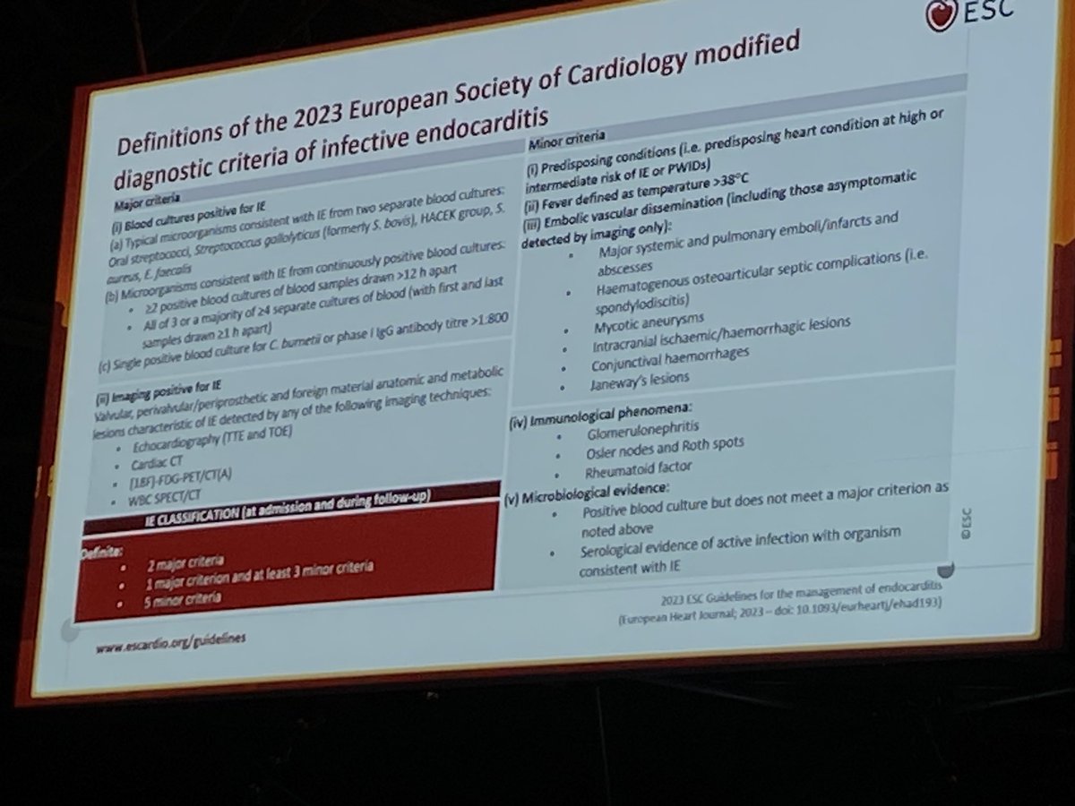 EZancanaroMD's tweet photo. 🔥⏰#ESCCongress #guidlines on #endocarditis
🫀🦠 new definition and out👤 management
@JACCJournals @PCRonline @escardio @ESCardioNews @JGrapsa @echo_stepbystep @Sticchi_Alex @KemalogluOz @Steph_Achenbach
@KardiologieHH @mirvatalasnag @Giulia_Vinco @rafavidalperez #cvint https://t.co/mO9agnAdjf
