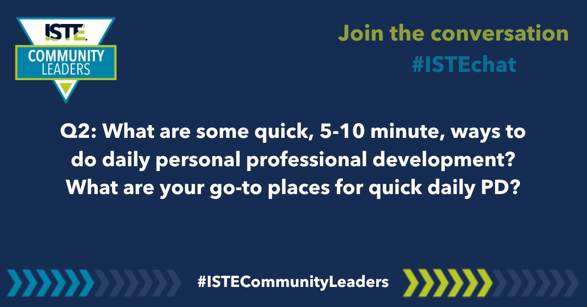 TweetMrsMoss's tweet image. A2: My favorite quick PD - 
🕐 Bite-sized PD by @CSDISD 
🕑 Podcasts like 10 Min Teacher Podcast hosted by  @coolcatteacher 
🕒 Scrolling though the @ISTEofficial blog  
🕓 Connecting with incredible educators on TwitterX @TeacherWinters, @jmattmiller &amp;amp; @ericcurts

#ISTEchat