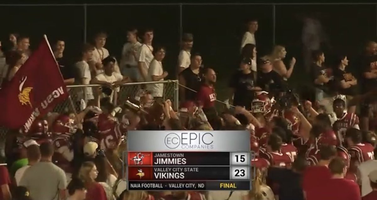 Paint Bucket won!! Valley City State wins the first college football game in the United States during the 2023-24 season, 23-15 over Jamestown.