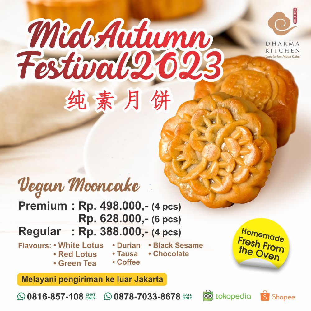 Dharma_Kitchen's tweet photo. Try out our newest homemade vegan mooncake hampers, get yours while it's fresh from the oven 📷
Vegan Mooncake: Exclusive 4 &amp; 6 pcs, Regular 4 pcs. Note: Close PO 25 Sept 2023. Contact us: 0816-857-108 (chat only)
#mooncake #kuebulan #kuevegan #jakartaculinary #kulinerjakarta https://t.co/QxgAt4tsJK